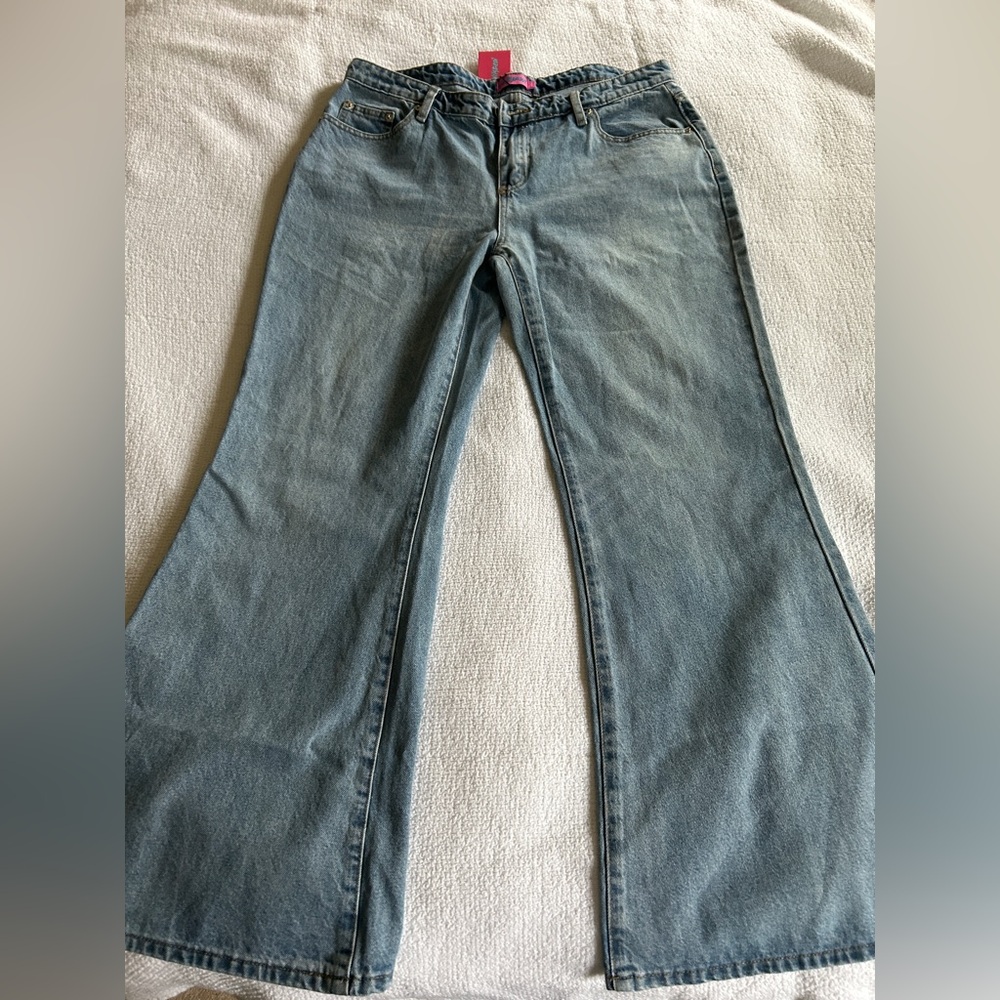 Edikted Blue Flare Wide Leg Jeans